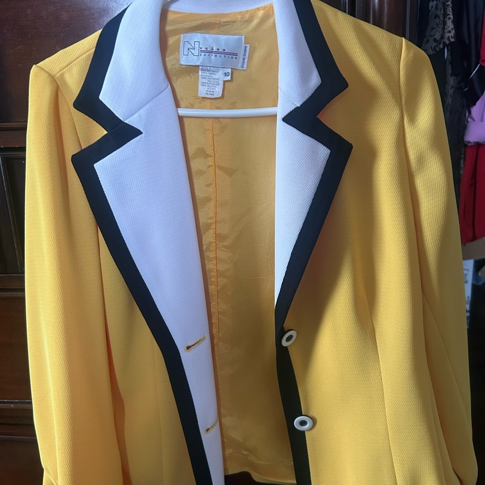 Peter Nygard Yellow Blazer with White and Black Trim